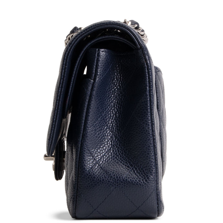CHANEL Classic Caviar Medium Double Flap - Navy Blue