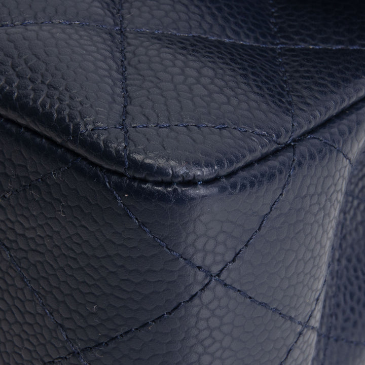 CHANEL Classic Caviar Medium Double Flap - Navy Blue