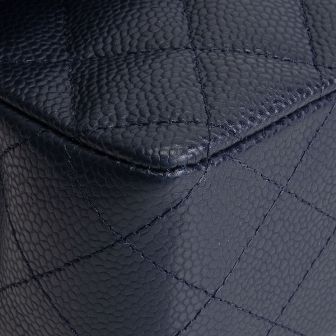 CHANEL Classic Caviar Medium Double Flap - Navy Blue
