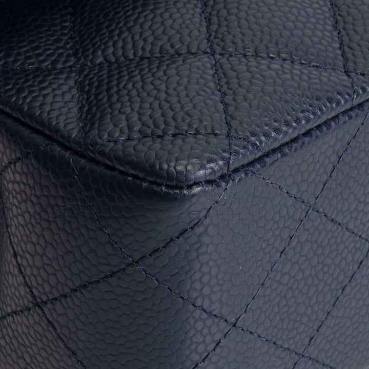 CHANEL Classic Caviar Medium Double Flap - Navy Blue