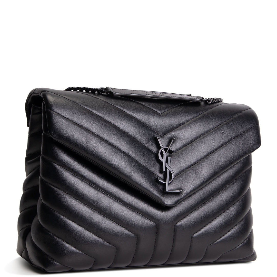 SAINT LAURENT Medium Loulou Shoulder Bag - Black