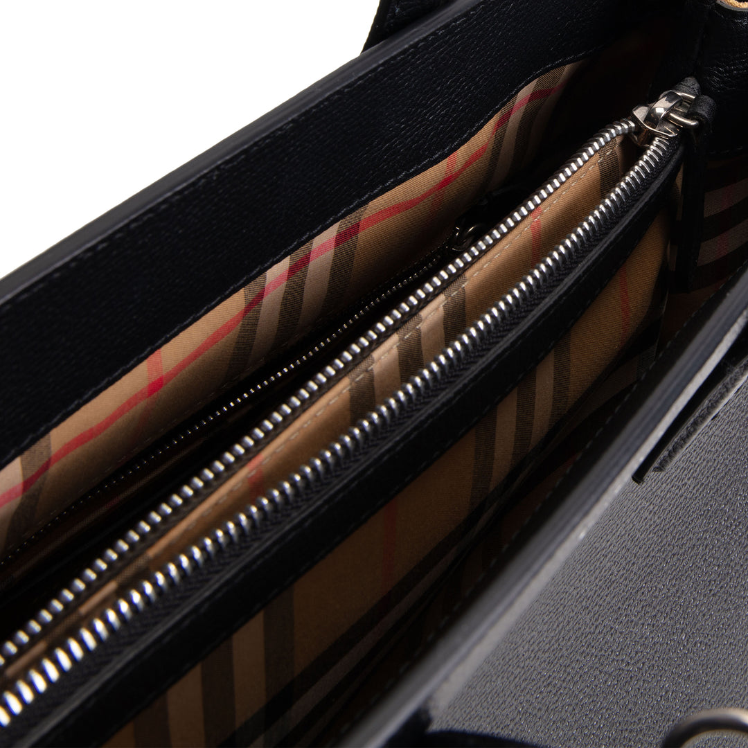 BURBERRY Leather Banner Tote - Black