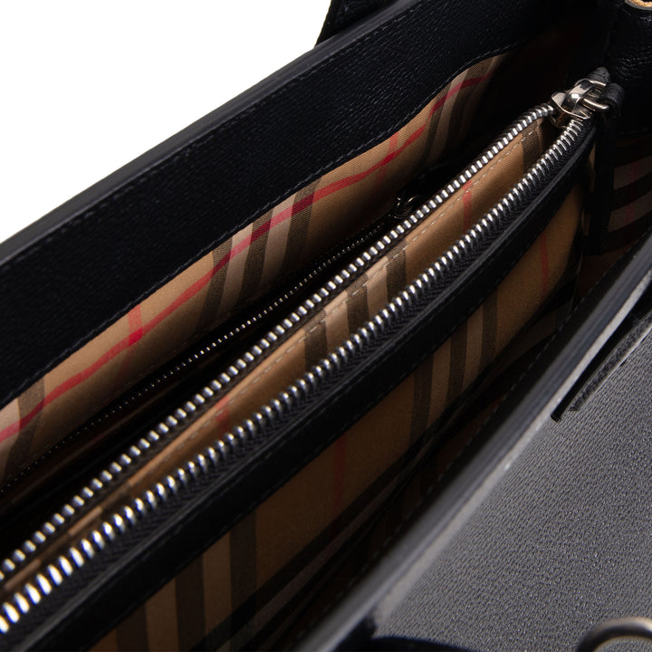 BURBERRY Leather Banner Tote - Black