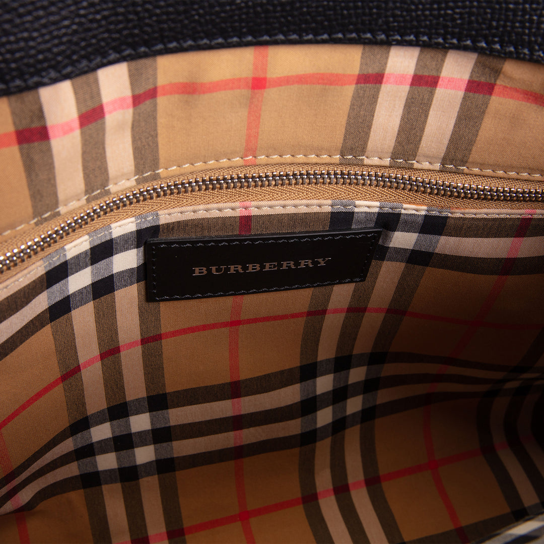 BURBERRY Leather Banner Tote - Black