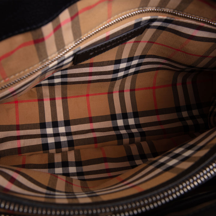 BURBERRY Leather Banner Tote - Black