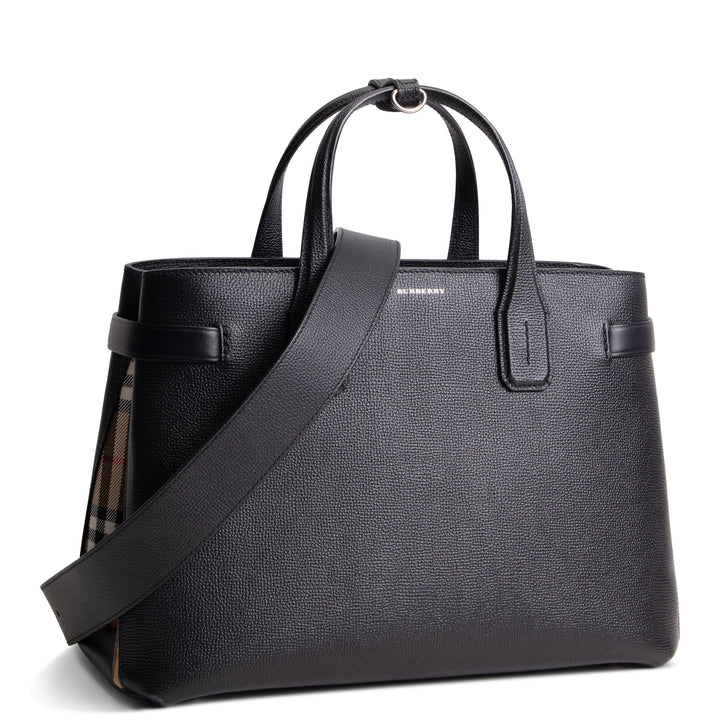 BURBERRY Leather Banner Tote - Black