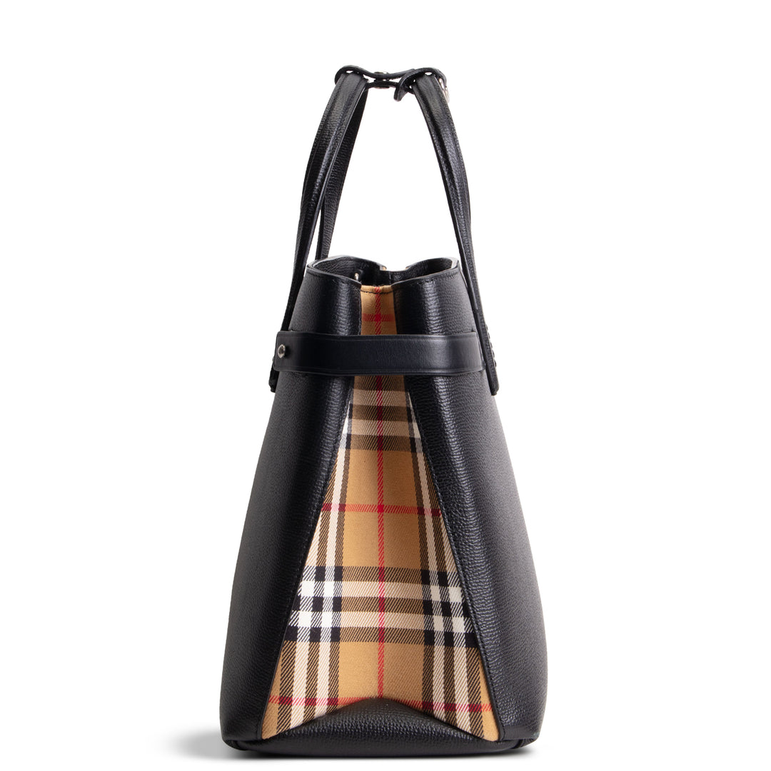 BURBERRY Leather Banner Tote - Black