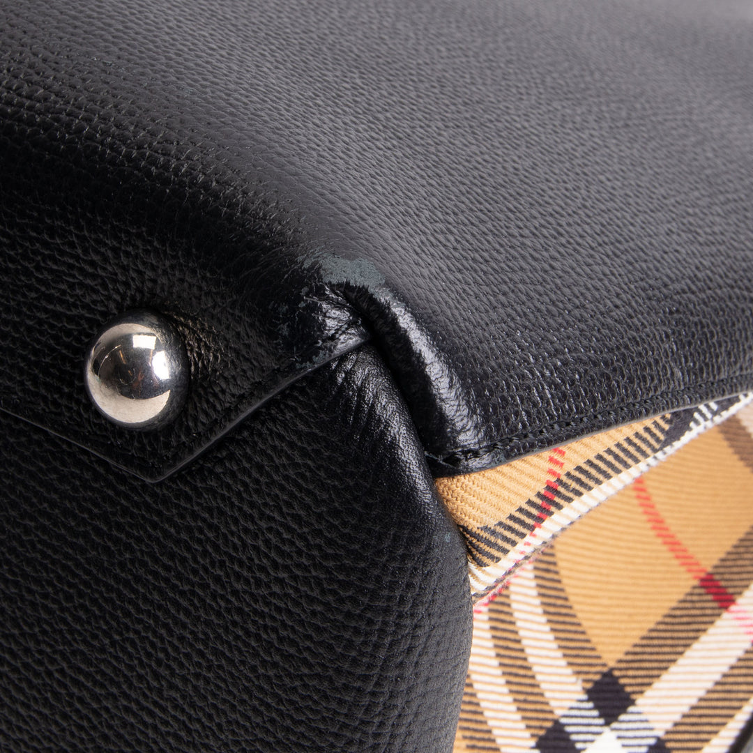 BURBERRY Leather Banner Tote - Black