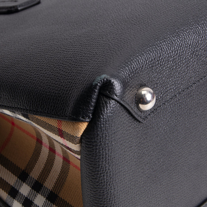 BURBERRY Leather Banner Tote - Black