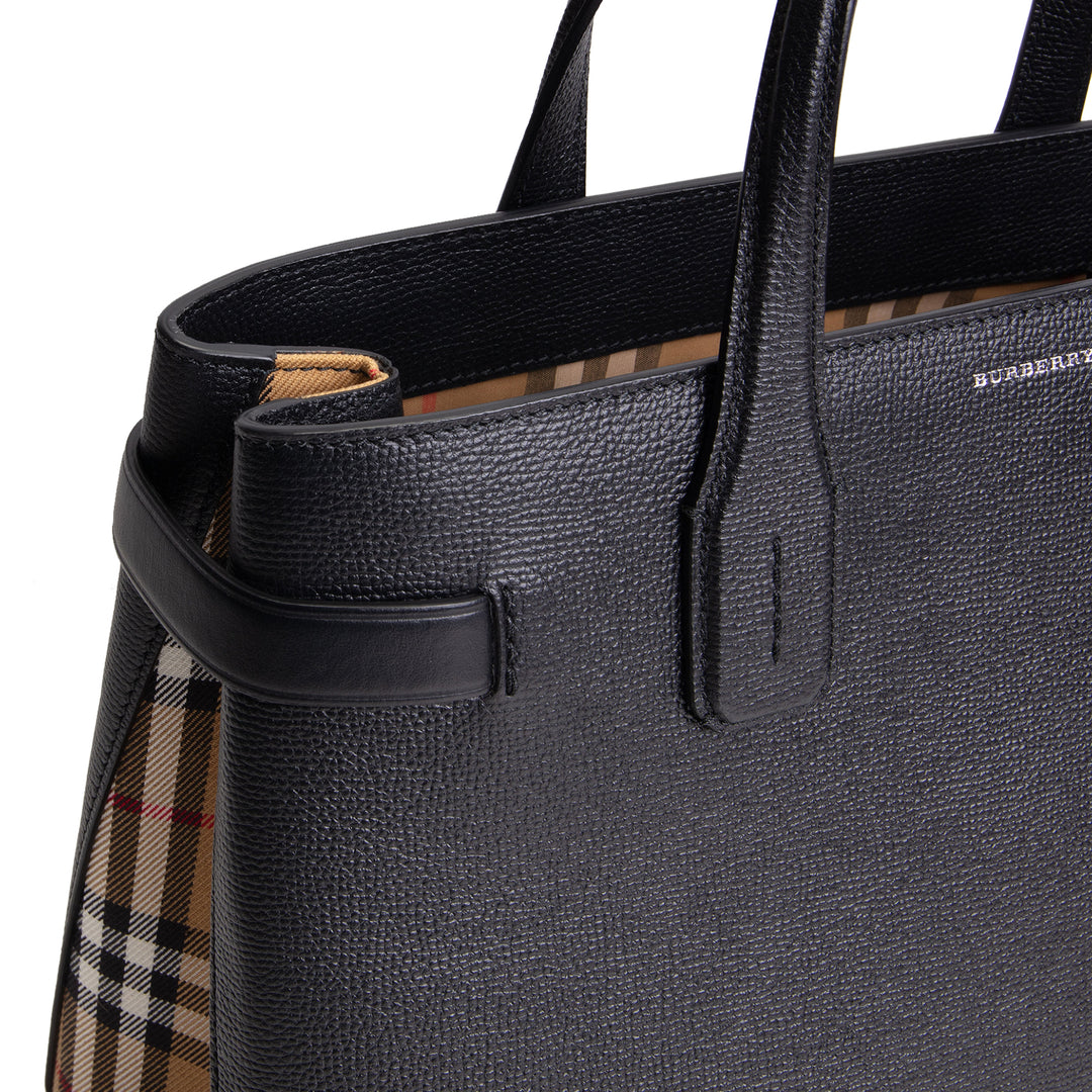 BURBERRY Leather Banner Tote - Black