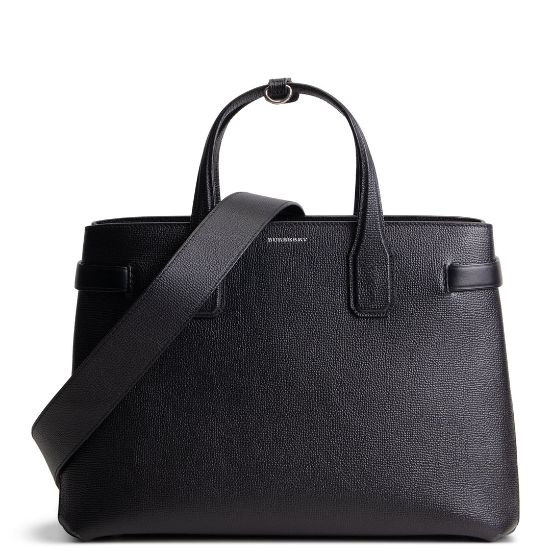 BURBERRY Leather Banner Tote - Black