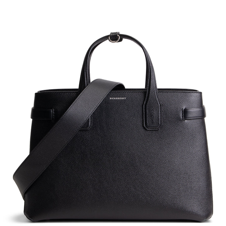 BURBERRY Leather Banner Tote - Black