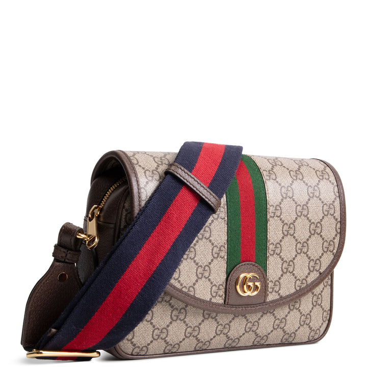 GUCCI GG Supreme Studded Ophidia Flap Shoulder Bag