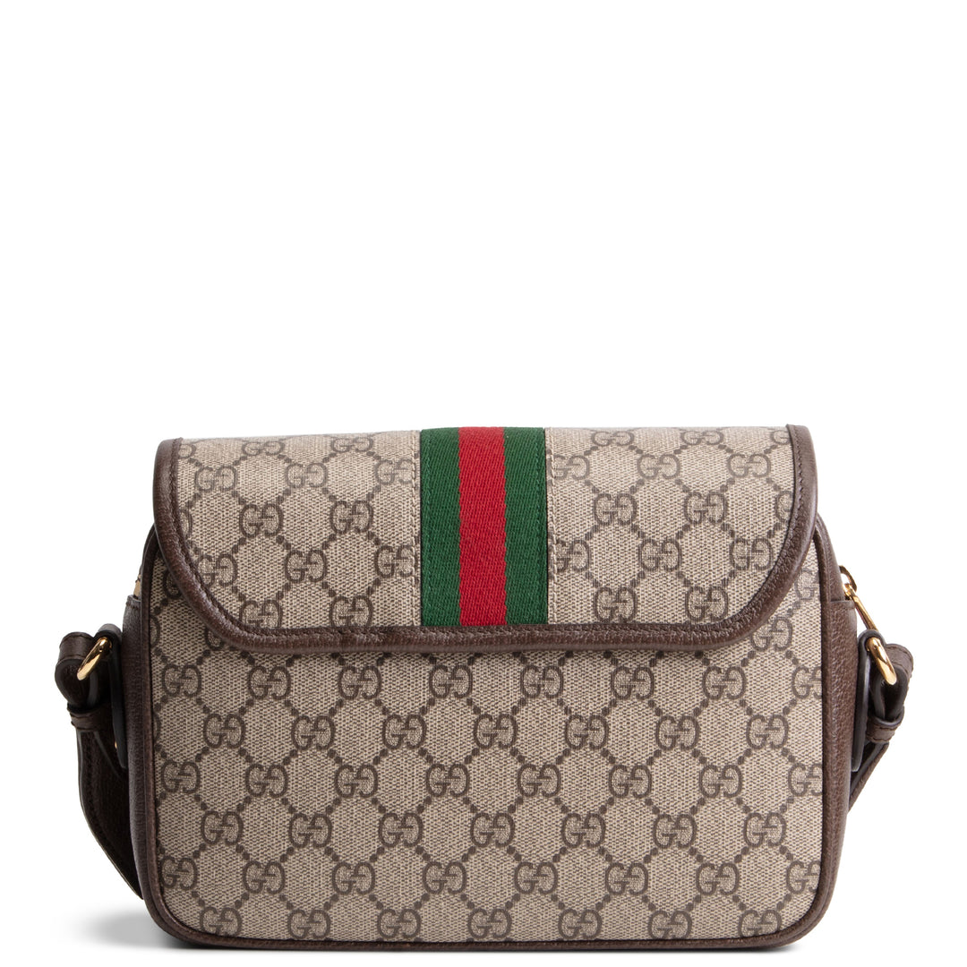 GUCCI GG Supreme Studded Ophidia Flap Shoulder Bag