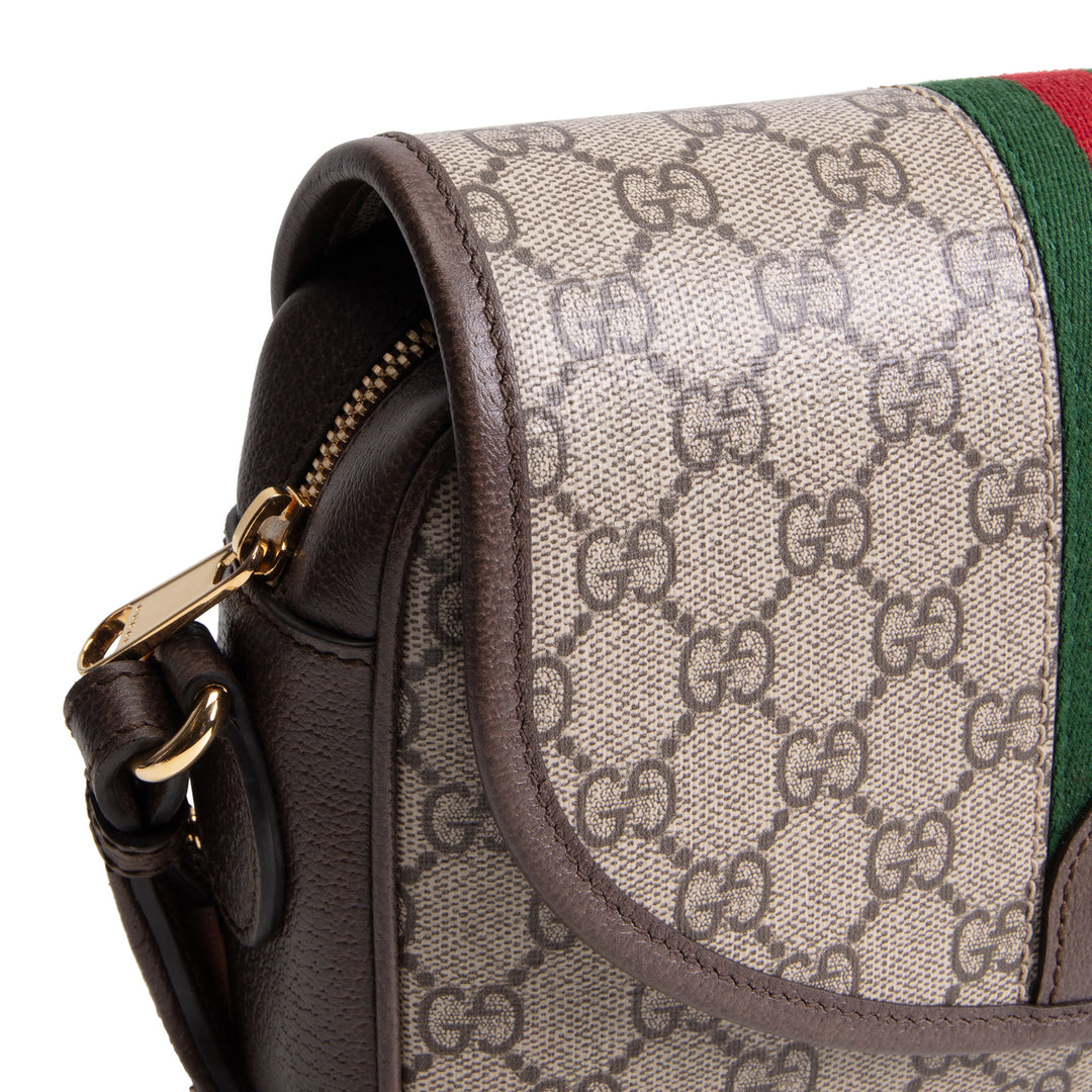 GUCCI GG Supreme Studded Ophidia Flap Shoulder Bag
