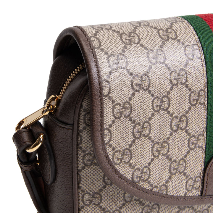 GUCCI GG Supreme Studded Ophidia Flap Shoulder Bag