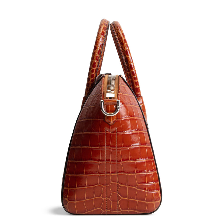 GIVENCHY Antigonia Crocodile Embossed - Small - Cognac