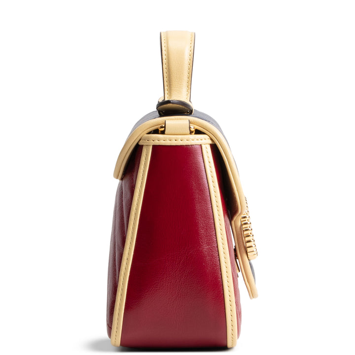 GUCCI Top Handle GG Marmont Torchon Shoulder Bag - Burgundy/Navy
