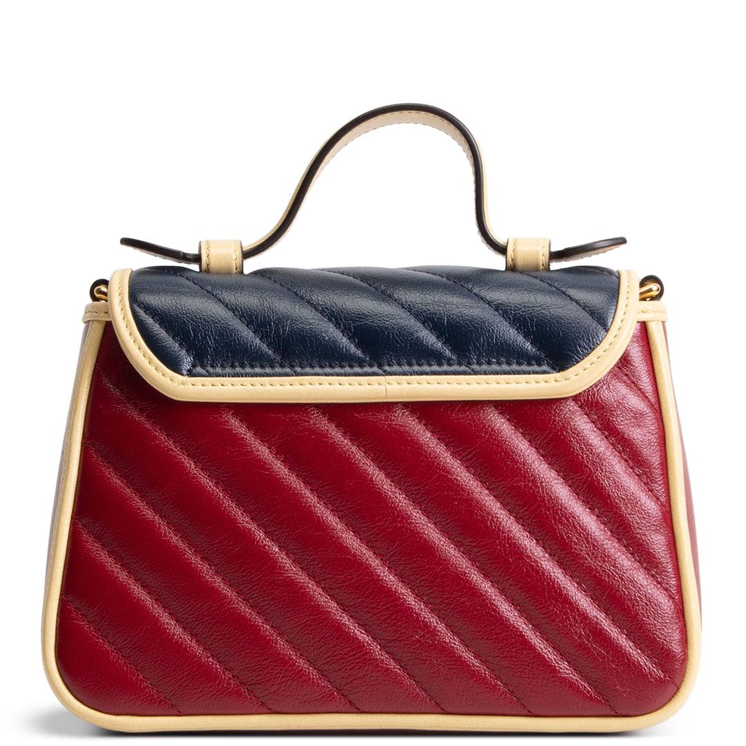GUCCI Top Handle GG Marmont Torchon Shoulder Bag - Burgundy/Navy