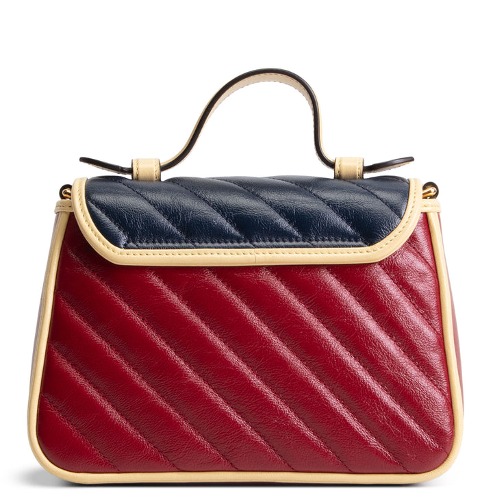 GUCCI Top Handle GG Marmont Torchon Shoulder Bag - Burgundy/Navy