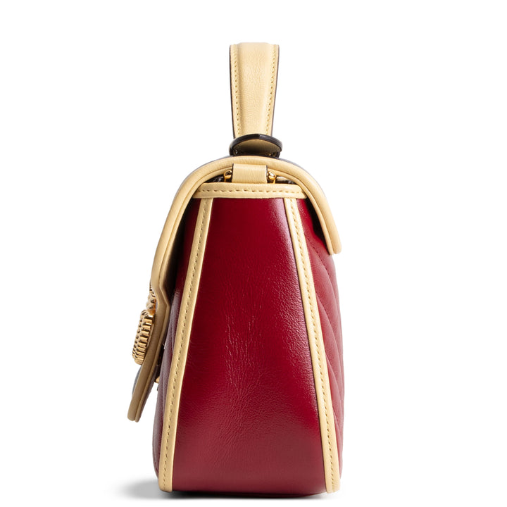 GUCCI Top Handle GG Marmont Torchon Shoulder Bag - Burgundy/Navy
