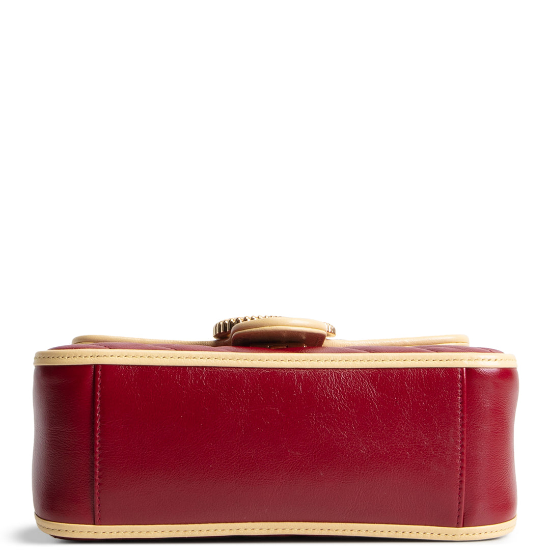 GUCCI Top Handle GG Marmont Torchon Shoulder Bag - Burgundy/Navy