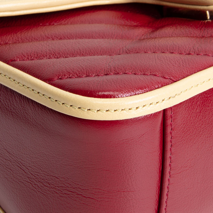 GUCCI Top Handle GG Marmont Torchon Shoulder Bag - Burgundy/Navy