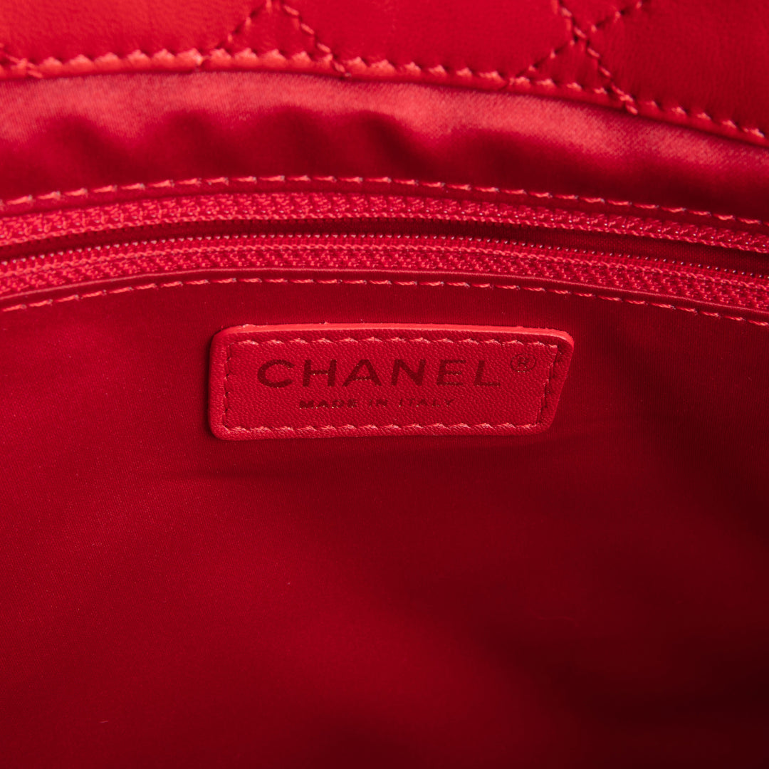 CHANEL Quilted CC Shoulder Tote- Red OUTLET FINAL SALE
