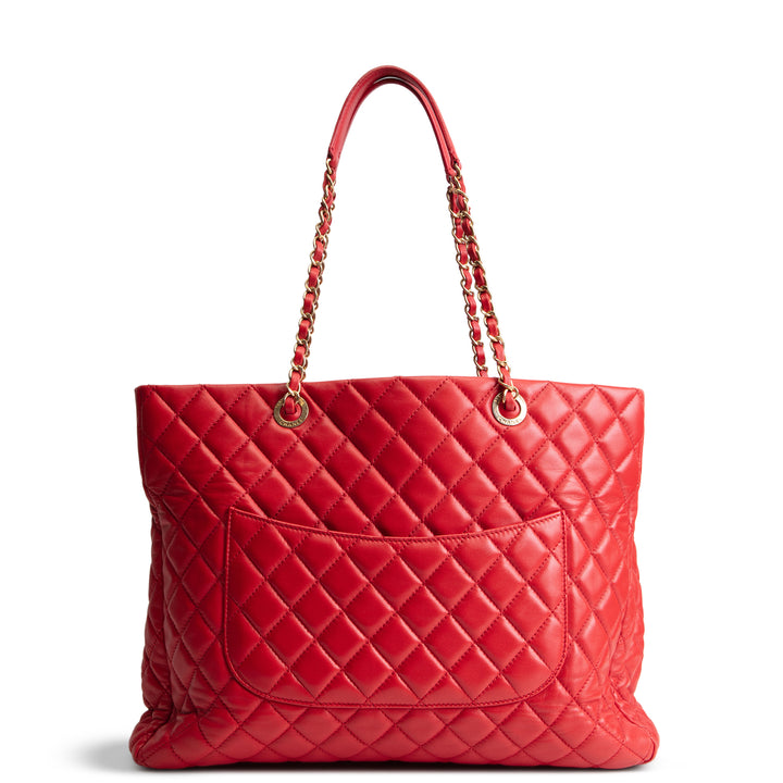 CHANEL Quilted CC Shoulder Tote- Red OUTLET FINAL SALE