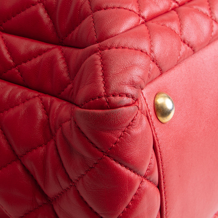 CHANEL Quilted CC Shoulder Tote- Red OUTLET FINAL SALE