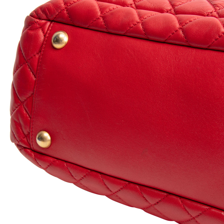 CHANEL Quilted CC Shoulder Tote- Red OUTLET FINAL SALE