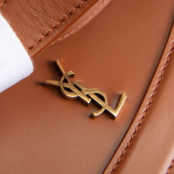 SAINT LAURENT Smooth Calfskin Small Charlie - Miel Dark