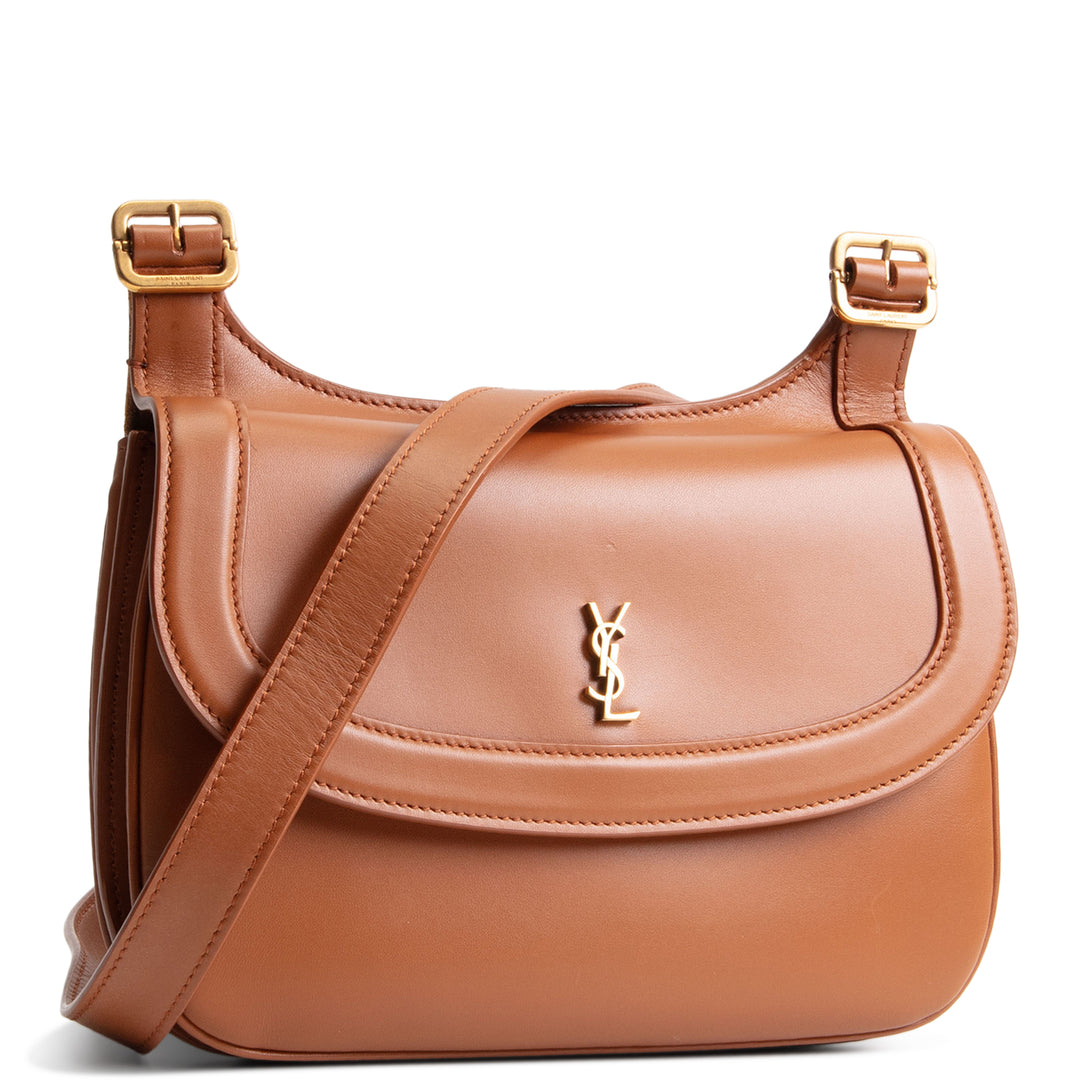 SAINT LAURENT Smooth Calfskin Small Charlie - Miel Dark