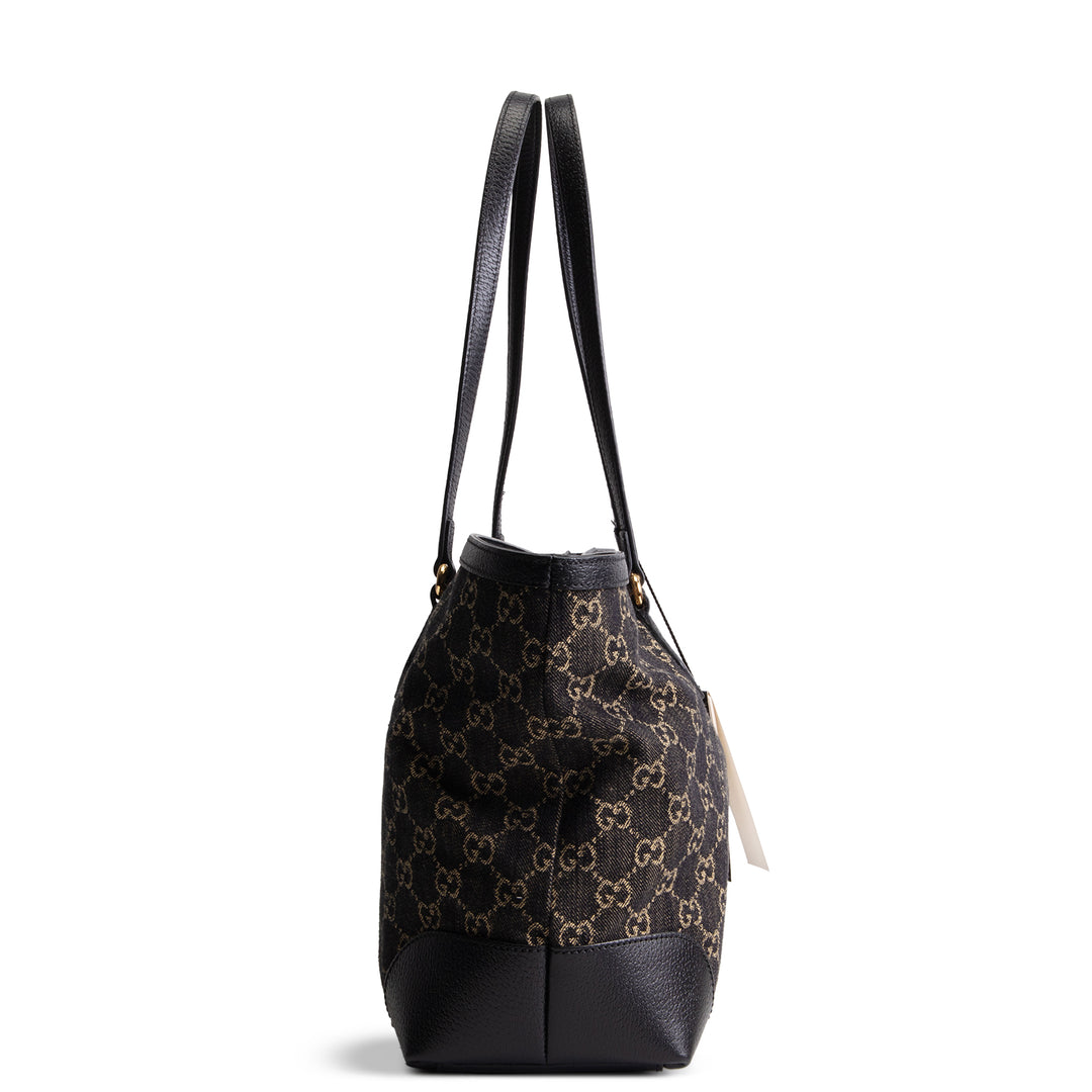 GUCCI Jacquard Black Denim Medium Ophidia Tote