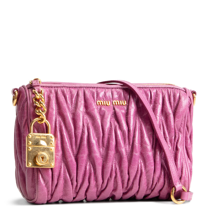 MIU MIU Vitello Lux Matelasse Shoulder Bag Loto - Pink
