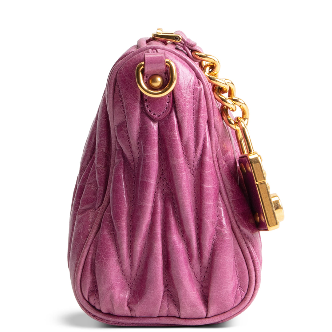 MIU MIU Vitello Lux Matelasse Shoulder Bag Loto - Pink