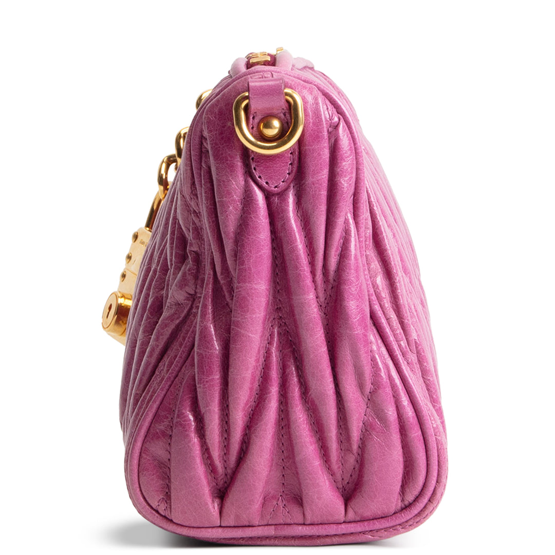 MIU MIU Vitello Lux Matelasse Shoulder Bag Loto - Pink