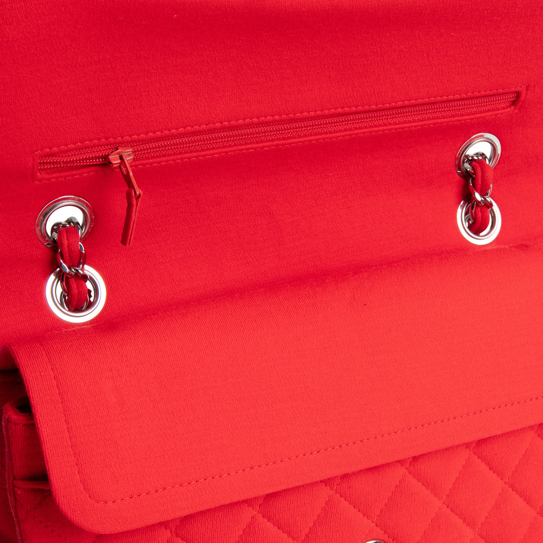 CHANEL Jersey Medium Double Flap Bag - Red