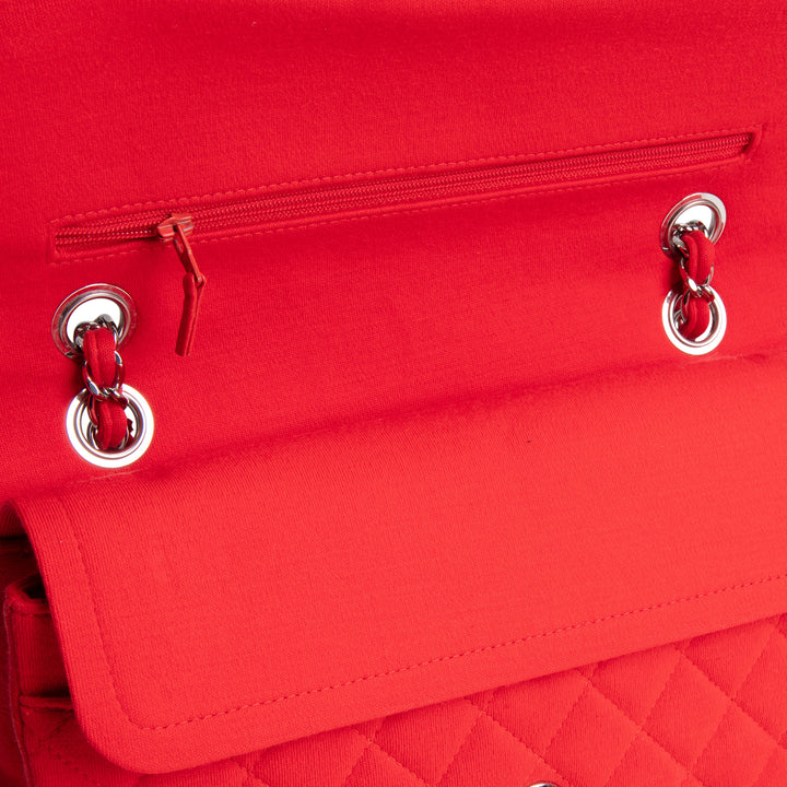 CHANEL Jersey Medium Double Flap Bag - Red