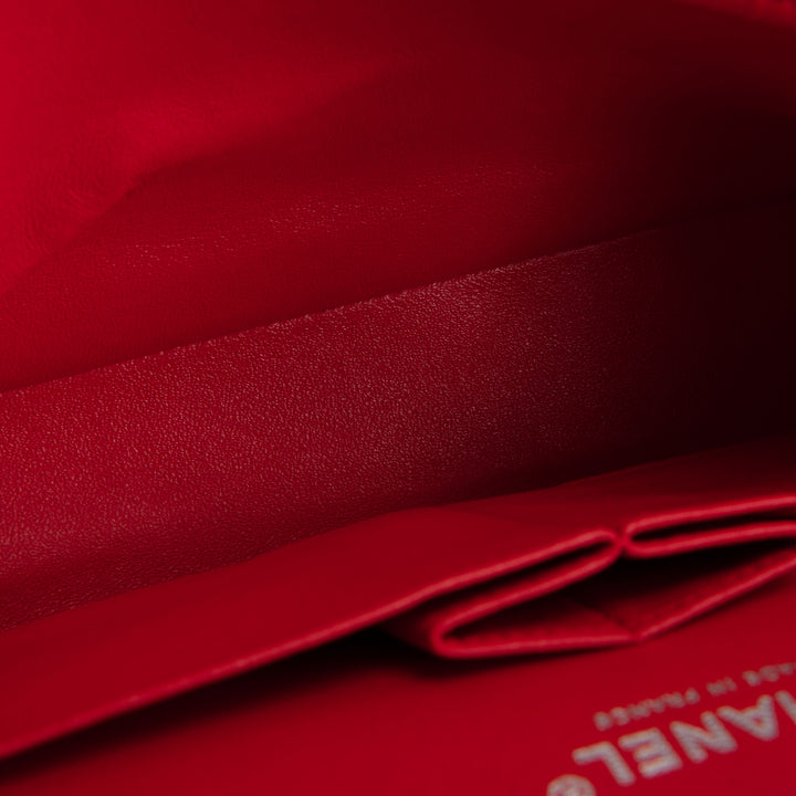 CHANEL Jersey Medium Double Flap Bag - Red