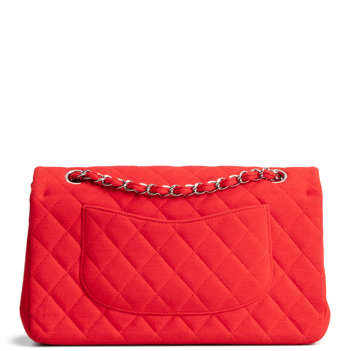 CHANEL Jersey Medium Double Flap Bag - Red