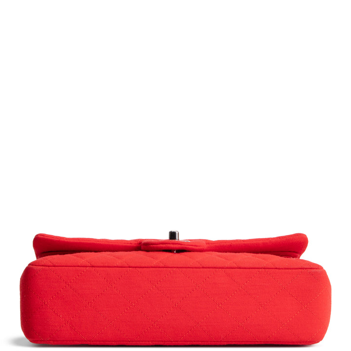 CHANEL Jersey Medium Double Flap Bag - Red