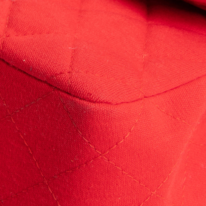 CHANEL Jersey Medium Double Flap Bag - Red