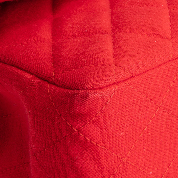 CHANEL Jersey Medium Double Flap Bag - Red