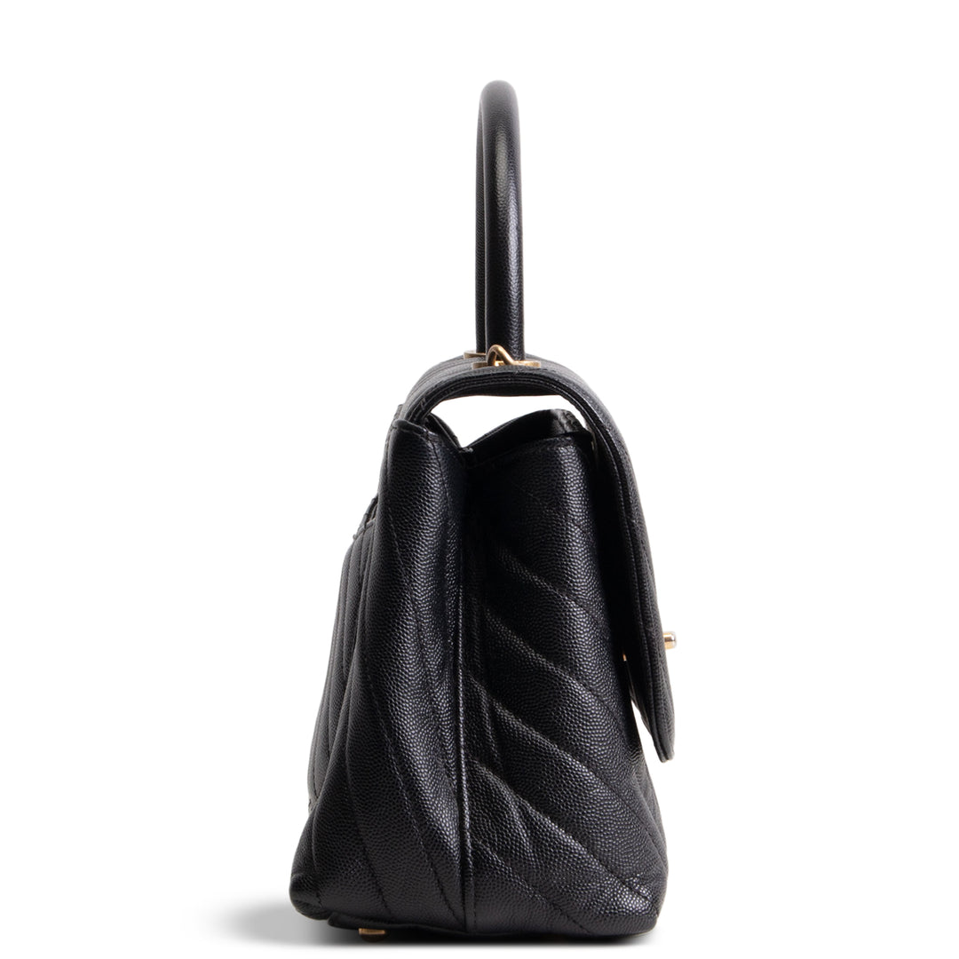 CHANEL Chevron Coco Top Handle Bag - Black OUTLET FINAL SALE
