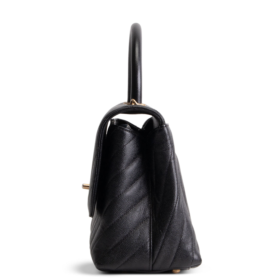 CHANEL Chevron Coco Top Handle Bag - Black OUTLET FINAL SALE