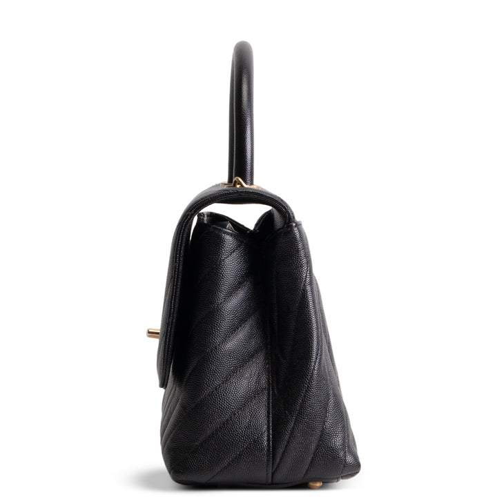 CHANEL Chevron Coco Top Handle Bag - Black OUTLET FINAL SALE