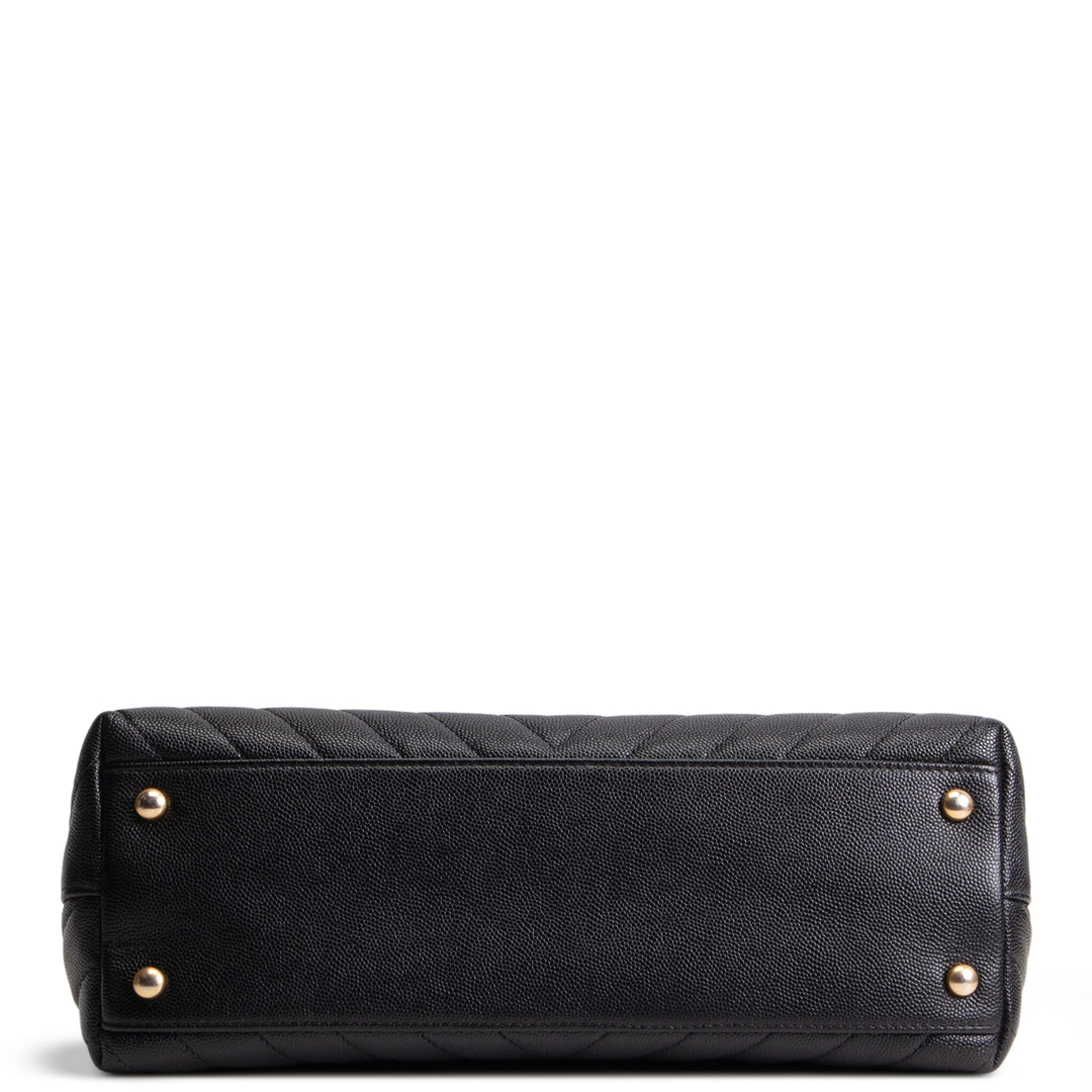 CHANEL Chevron Coco Top Handle Bag - Black OUTLET FINAL SALE