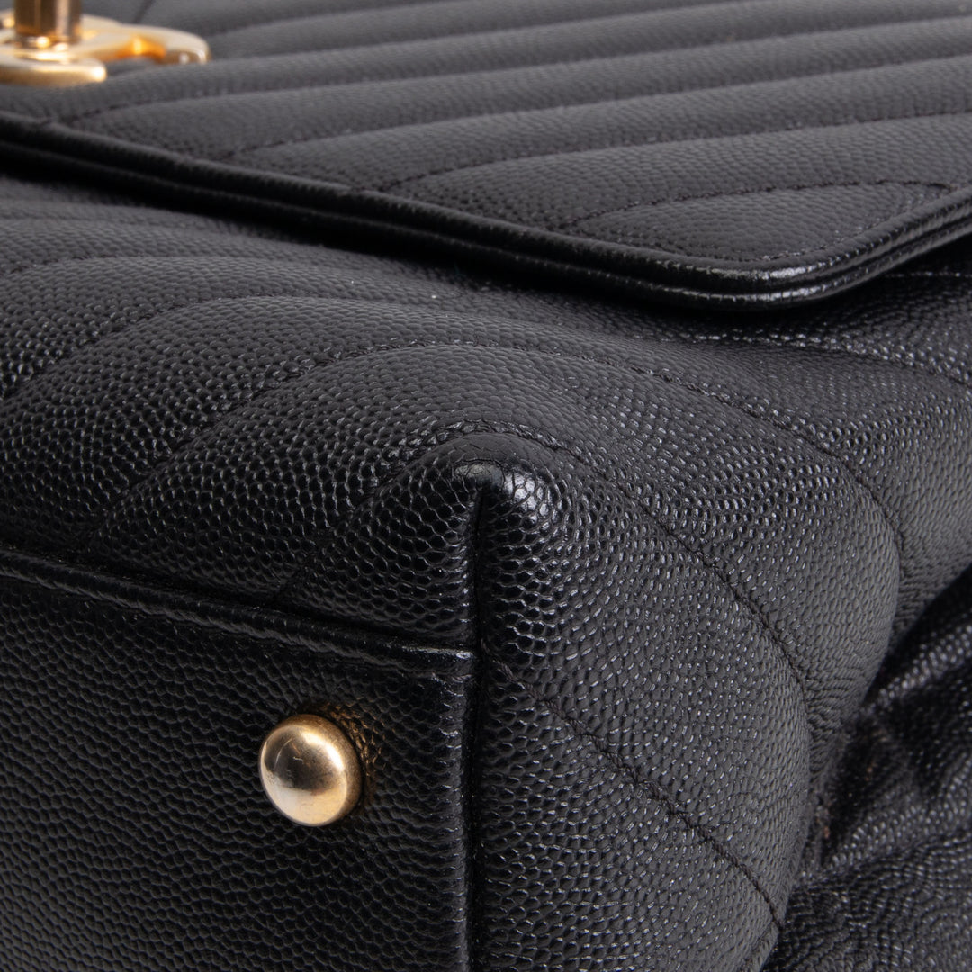 CHANEL Chevron Coco Top Handle Bag - Black OUTLET FINAL SALE