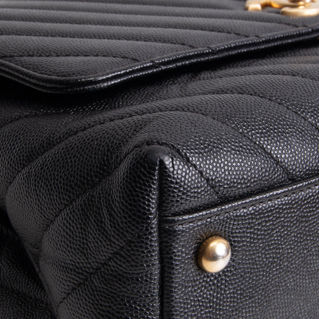 CHANEL Chevron Coco Top Handle Bag - Black OUTLET FINAL SALE